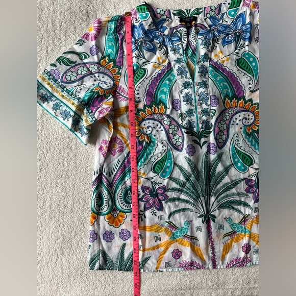 Talbots Peasant Style Top, lightweight material whimsical floral pattern. Sz SP - Picture 5 of 9